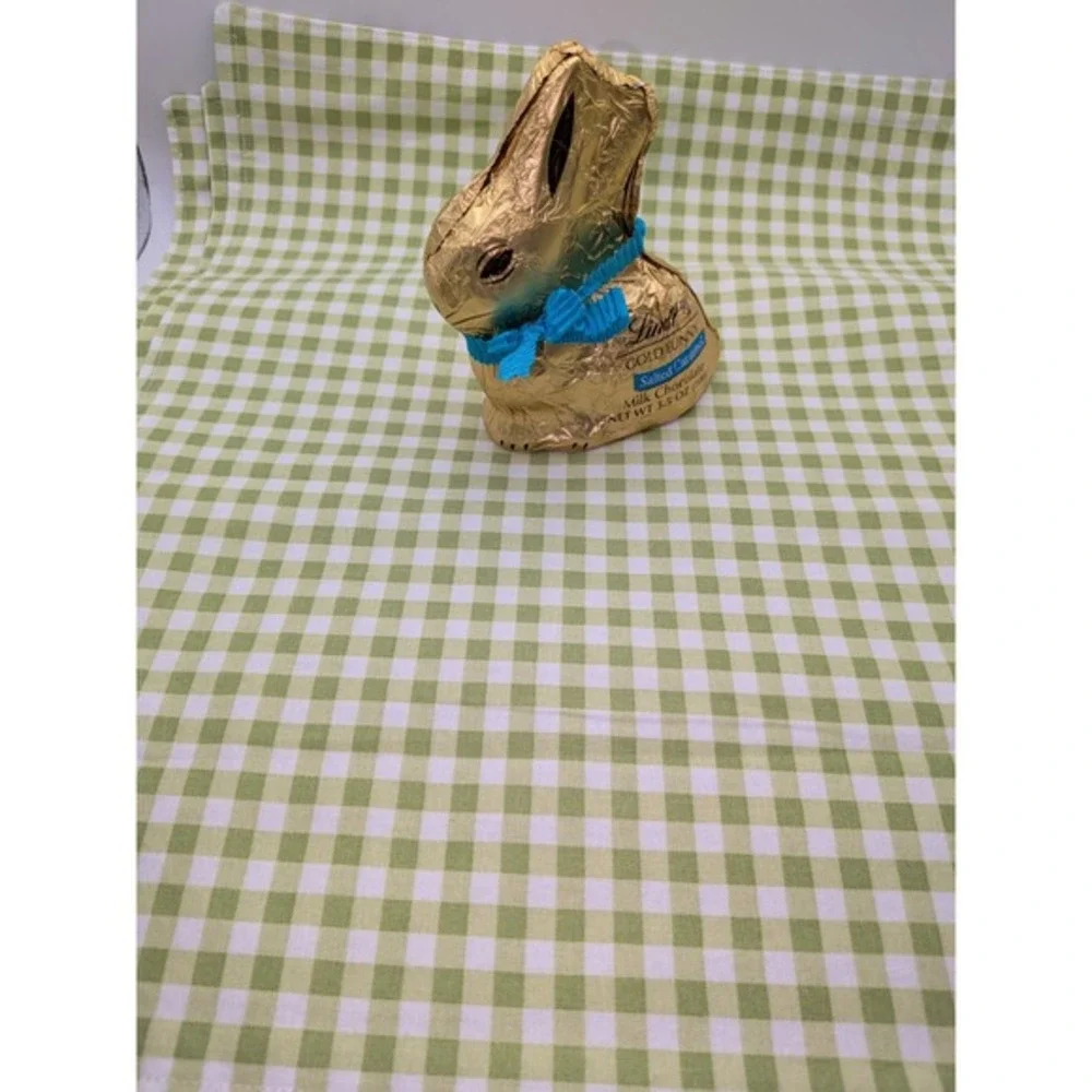 Green Gingham Check Cloth Placemats Set of 4 Spring Farmhouse Table Linens
